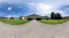 360°-Panorama Schloss Hohenheim in equirektangularer Darstellung
